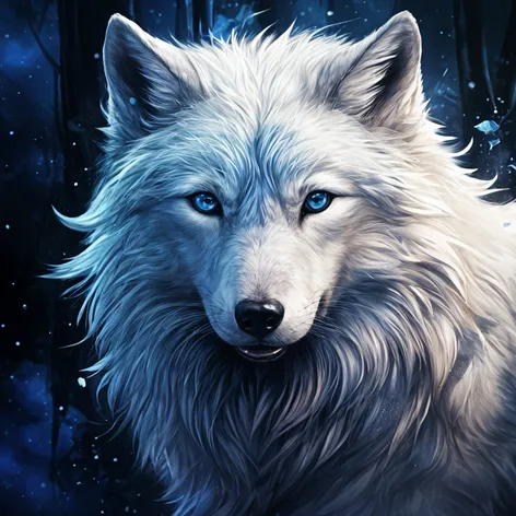 Wolf, blue eyes, white