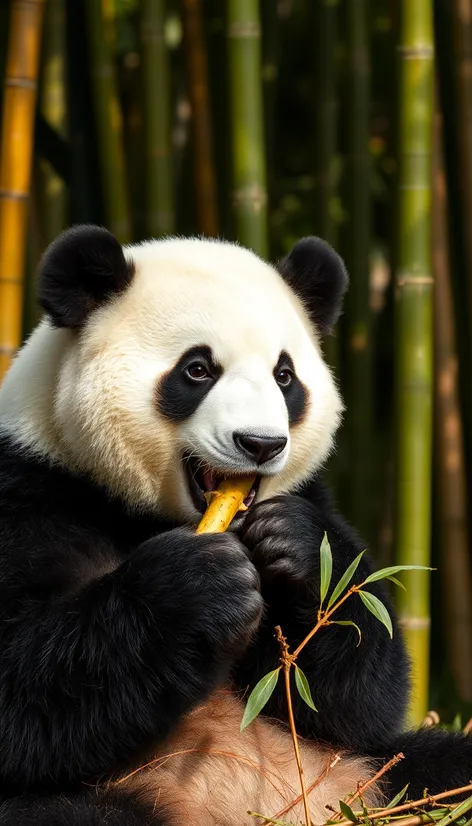 giant panda eating bamboo