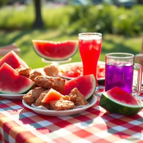 fried chicken and watermelon