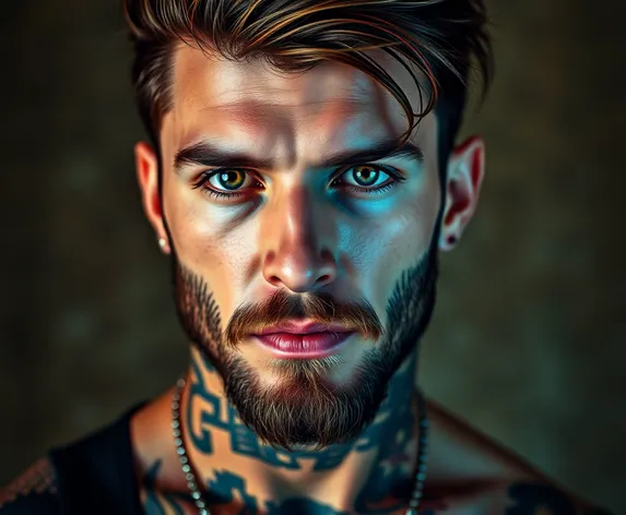 male model tattoos beard