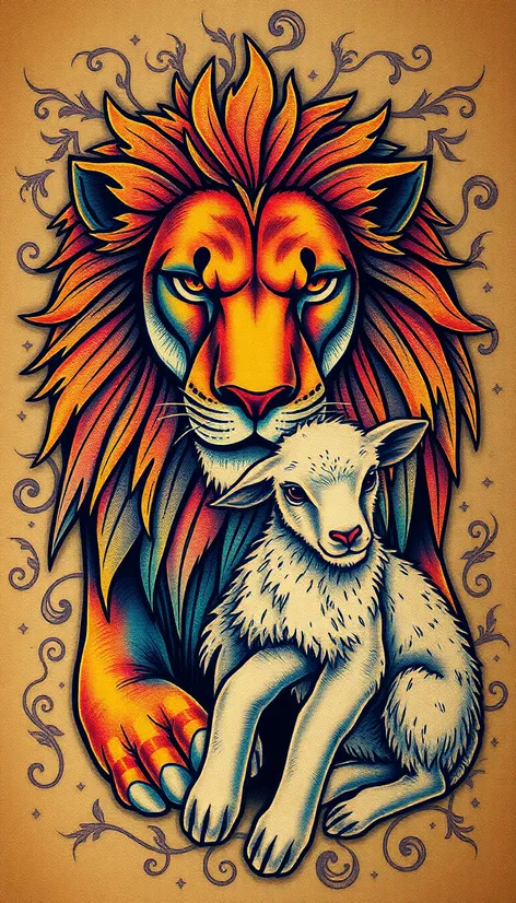 lion lamb tattoo