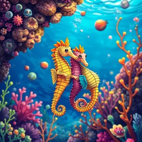 illustrations of seahorses