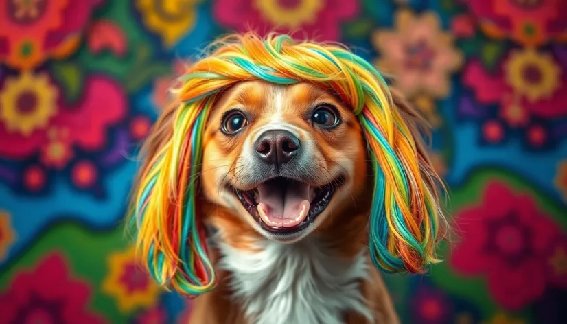 dog with a wig