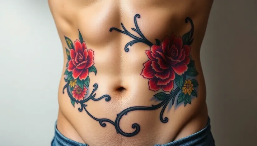 male stomach tattoo designs