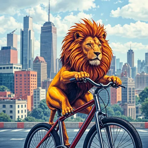 Lion on bike