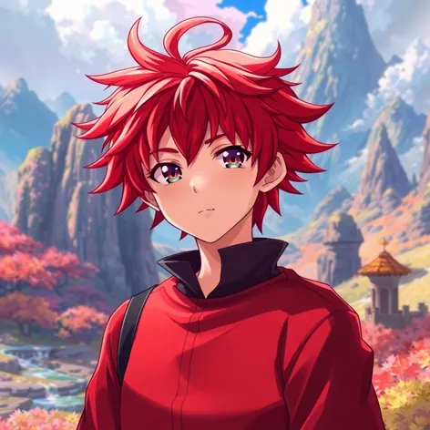 red hair anime boy