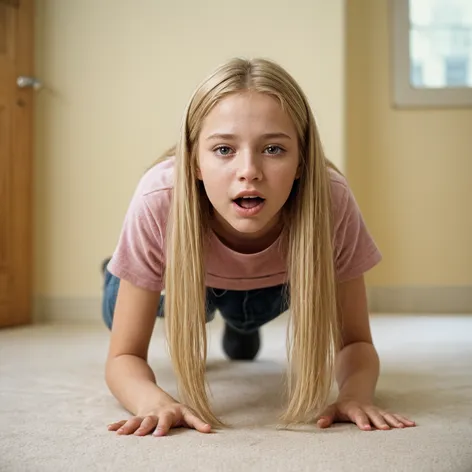 Teenage girl, long blonde