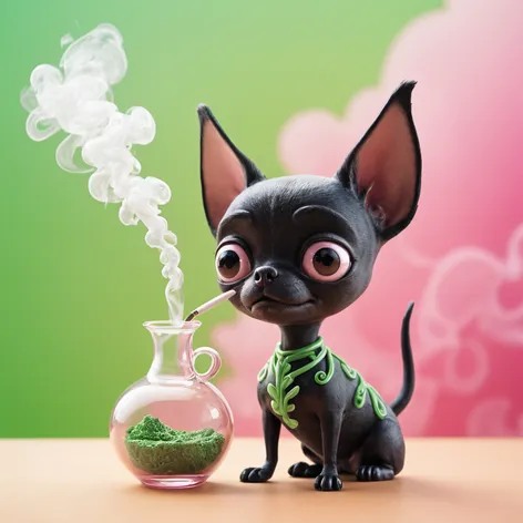 Black Jamaican Chihuahua smoking