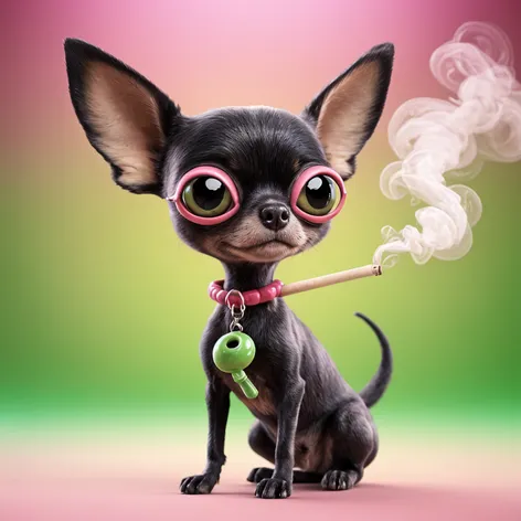 Black Jamaican Chihuahua smoking