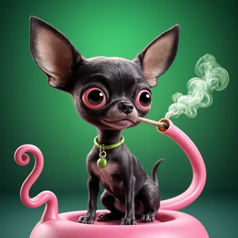 Black Jamaican Chihuahua smoking