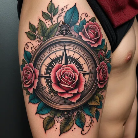 compass with roses going