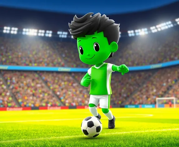 green 2d fotball player