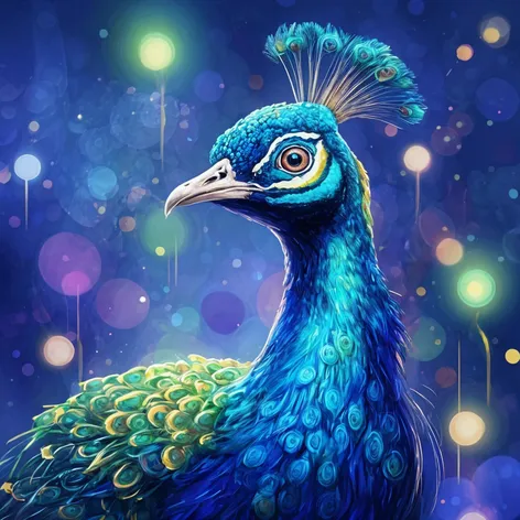 Kawaii peacock with avocado