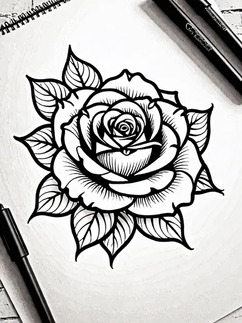 rose outline tattoo