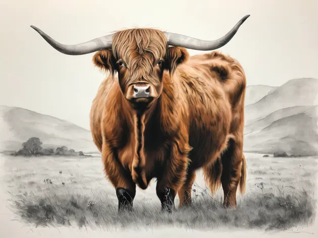 highland cow drawing