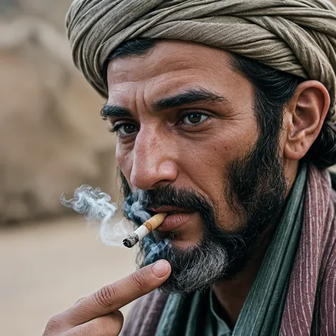 An afghan man smoking