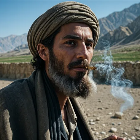 An afghan man smoking