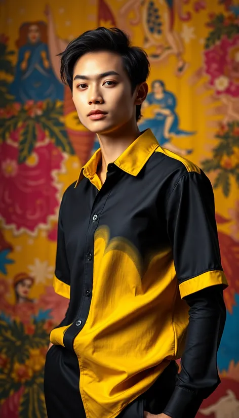 black and yellow shirt