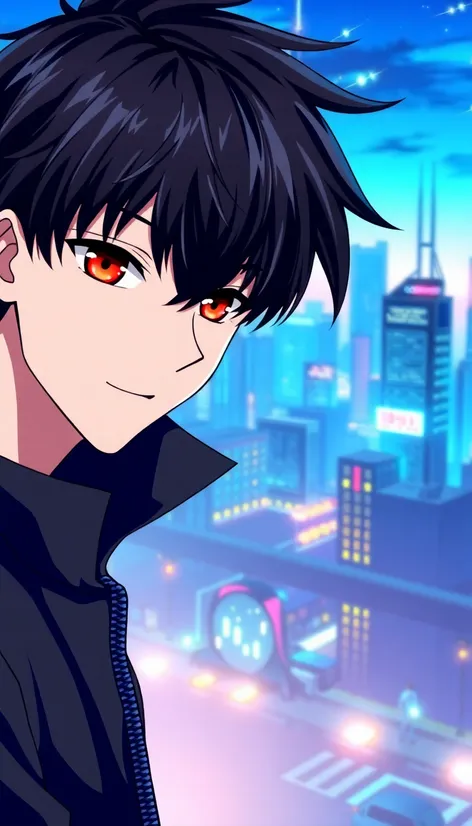 anime male black hair