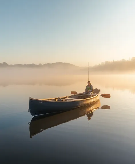 fishing on canoe