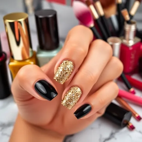 gold and black nail