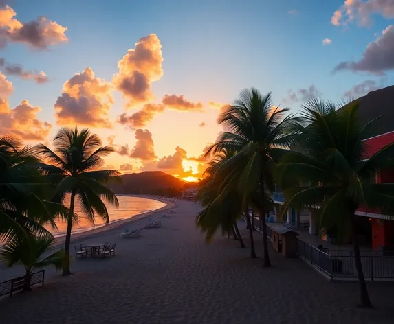 stock photo barbados sunset