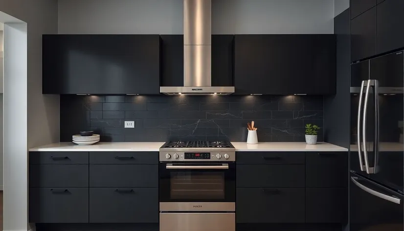 black kithen backsplash