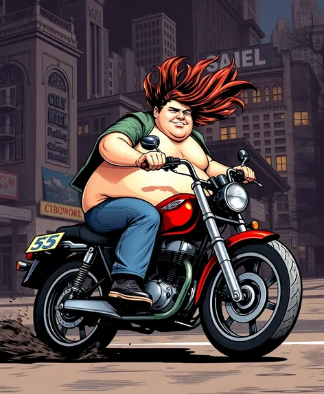 fat guy riding motorcycle