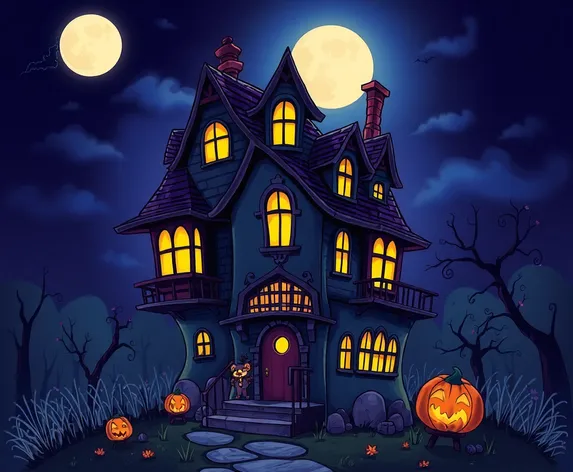 cartoon spooky house