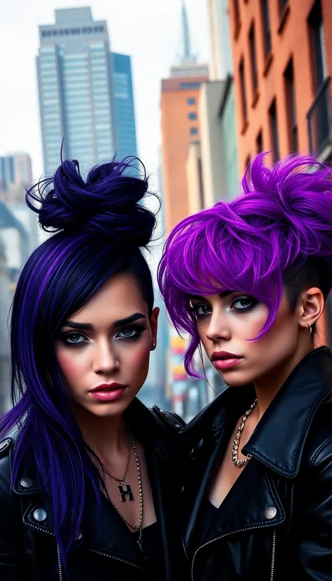 purple and black hairstyles