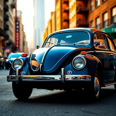 dark blue volkswagen beetle