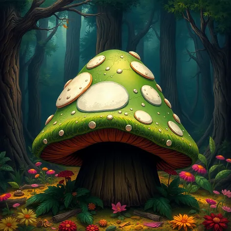 green mushroom hat