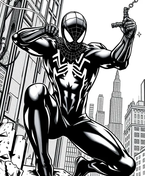 black and white spiderman