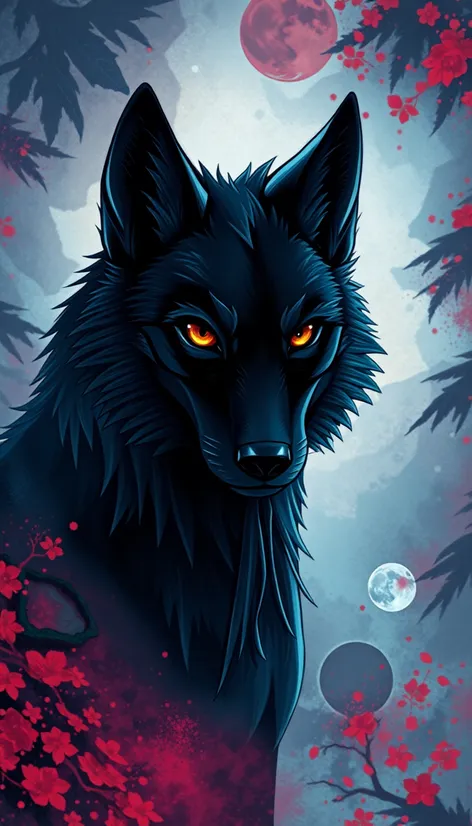 black anime wolf