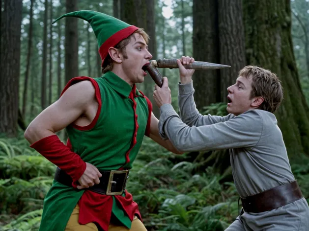 an elf battles a
