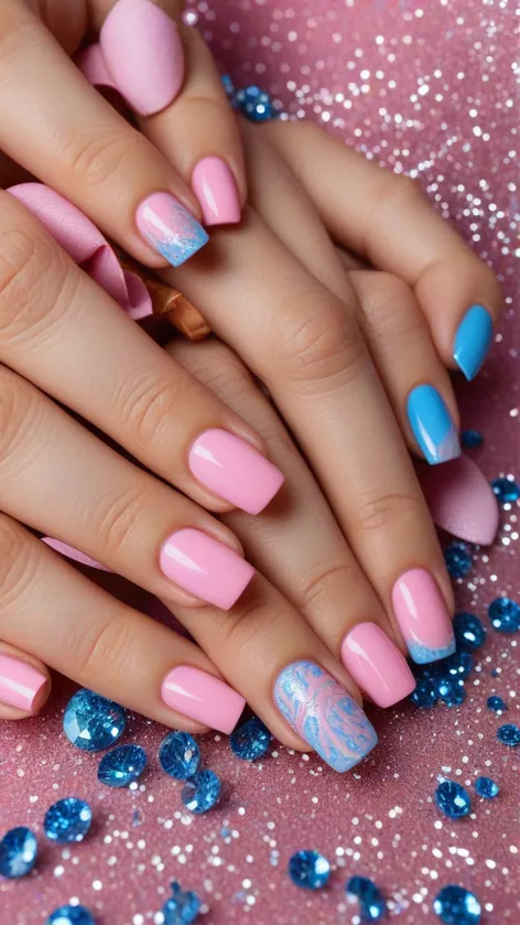 pink and blue nails