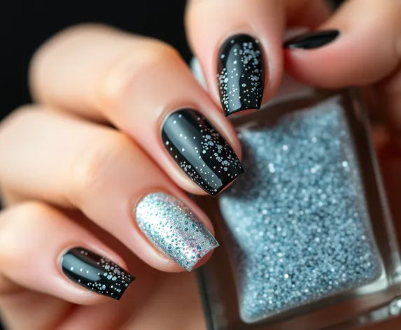 black silver nail art