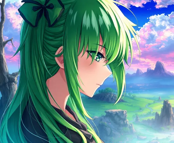 green anime hair