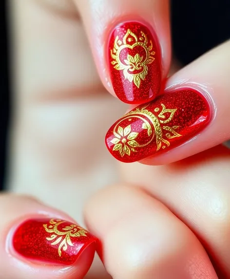 nail art red and