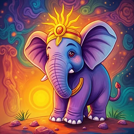 elephant, colorful, spiritual, cartoon