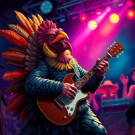 turkey playing guitar