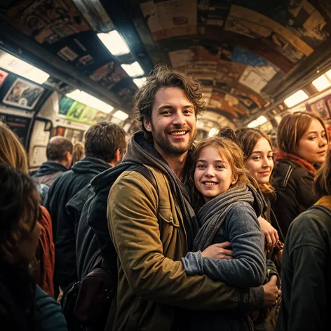 happy, london tube, family