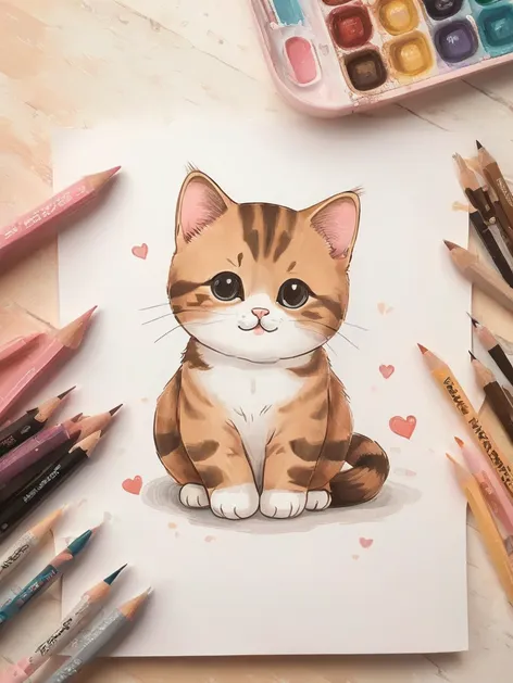 kawaii cute cat drawing