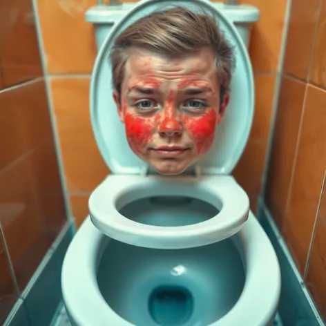 face flushed in toilet