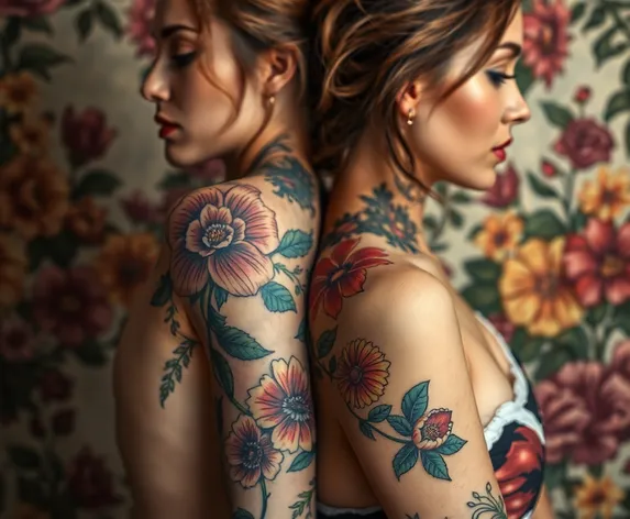 women tattoos flowers