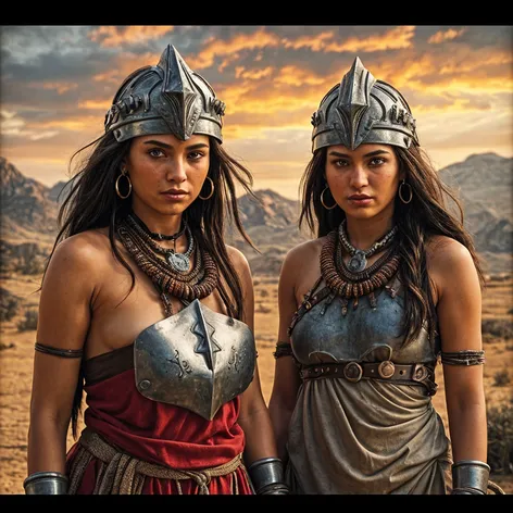 Beautiful, primitive female warriors