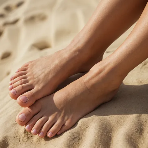 Woman tanned veiny feet