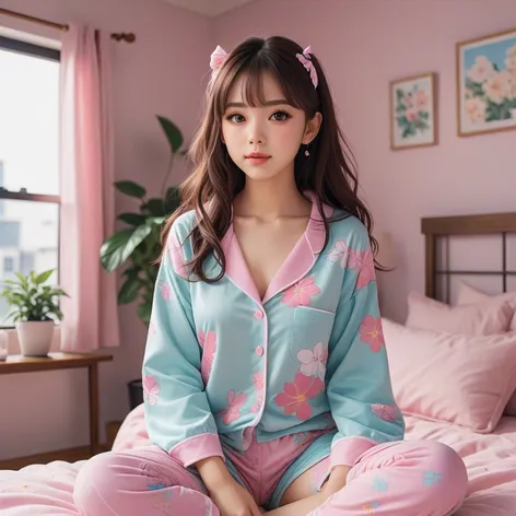 Cute girl wear pajamas