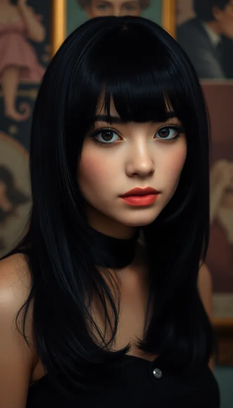 black wig with bangs