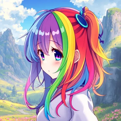 anime rainbow hair